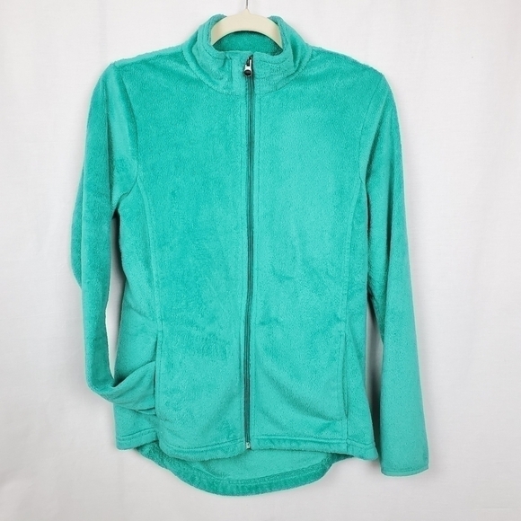 Magellan outdoors sz M teal soft cozy zip up jacket fuzzy soft - Picture 1 of 6